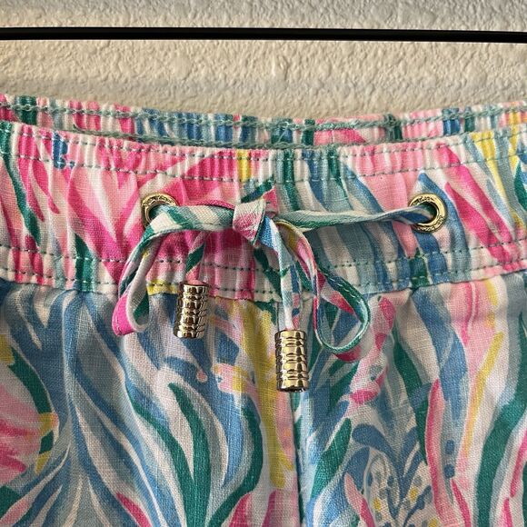 Lilly Pulitzer Linen Pants Size Large Taron Pants Sea Turtle Soiree Colorful - Picture 2 of 16